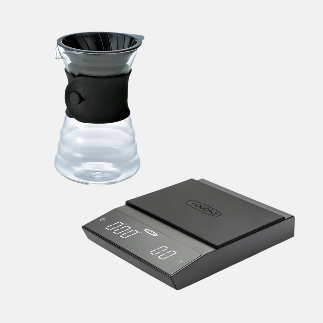 Hario V60 Drip Decanter and Felicita Incline Scale Bundle